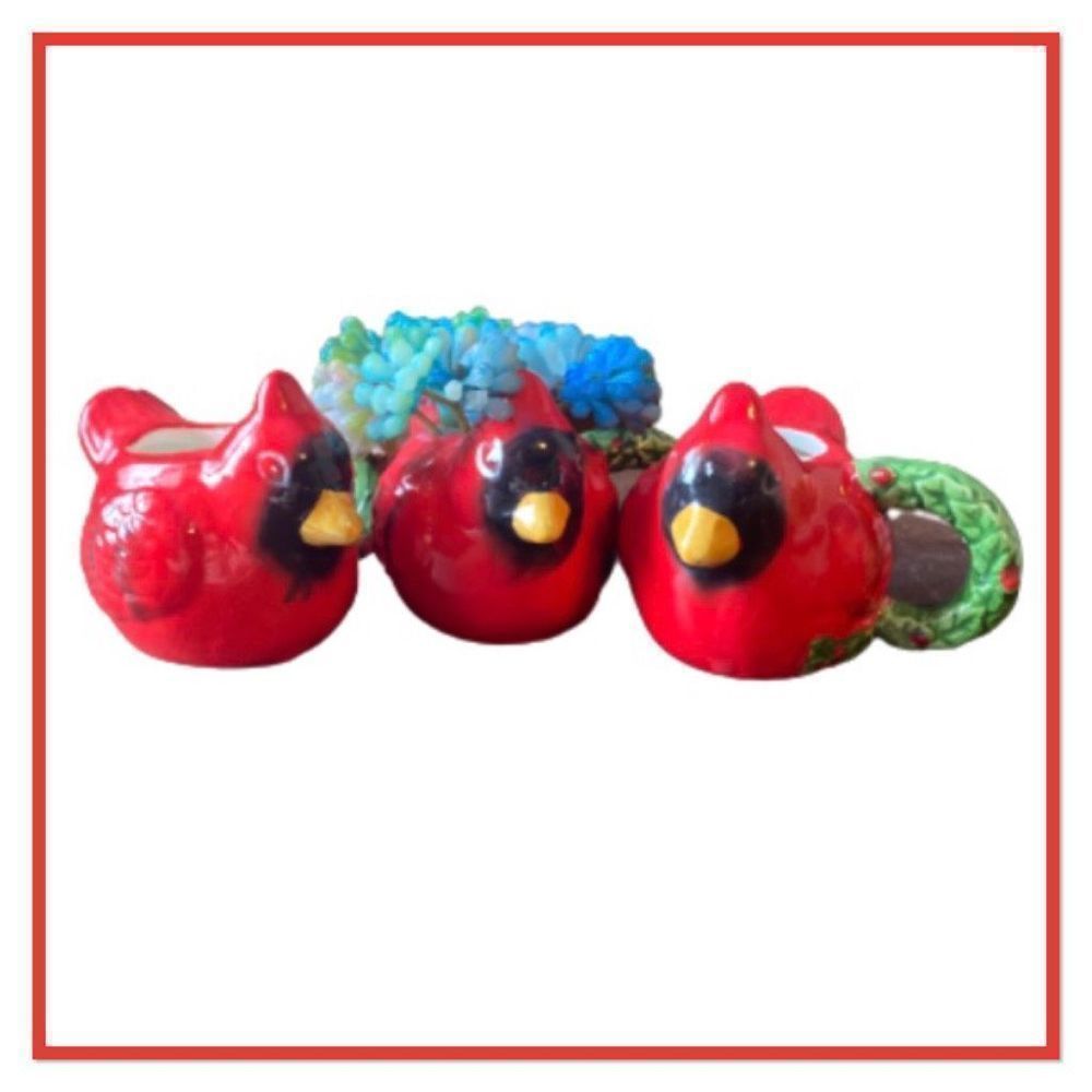 Michael’s Three Miniature Red Cardinal Mugs, Planters Etc